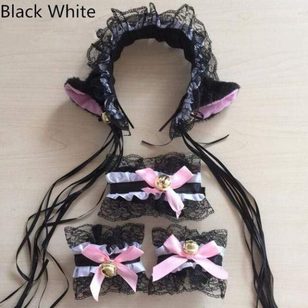 Cute Cat Cosplay Costume Kitten Tail Ears Headband Neckwear