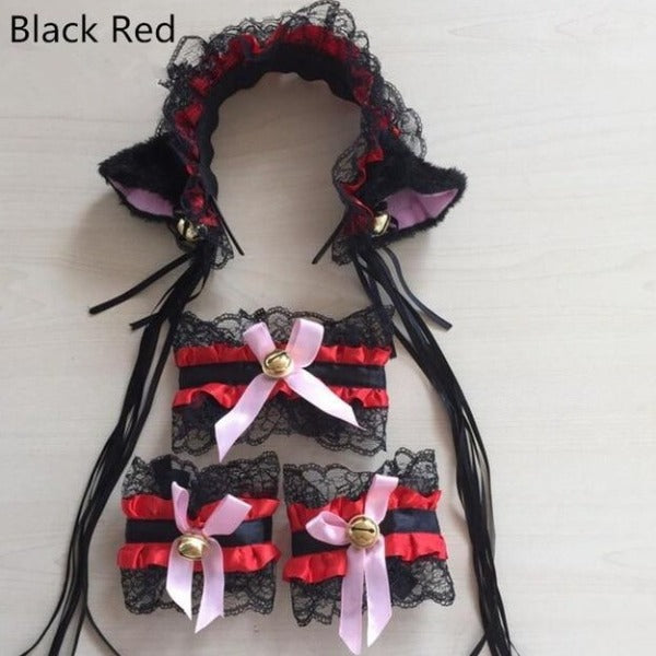 Kitty Cat Ears Tail and Bow Tie Party Costume kit