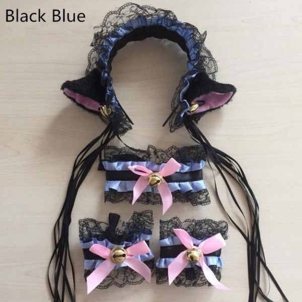 Cat Cosplay Set Ear Headband Collar Neckwear
