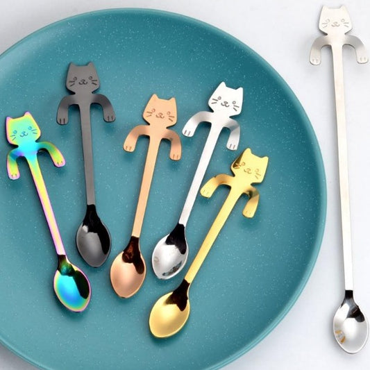 Stainless Steel Cartoon Cat Coffee Spoon