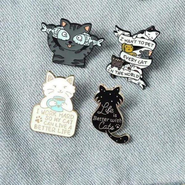 Life is Better with Cats Enamel Pin Life is Better with Cats Enamel Pin Custom Cat Fish Coffee Brooches Shirt Lapel Bag Cute Animal Badge Jewelry Gift for Kids