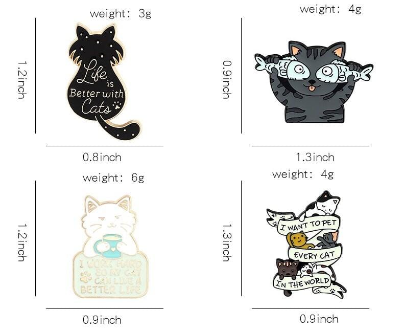 Animal Cat Enamel Pins pins with coffee