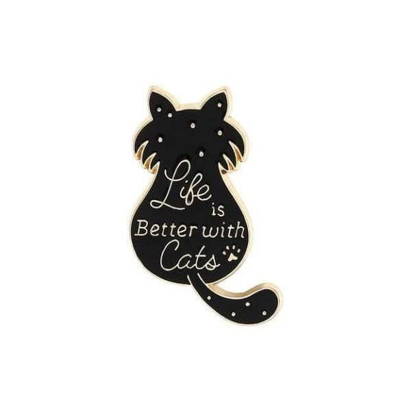 Black Cat Enamel Lapel Pin pins with coffee