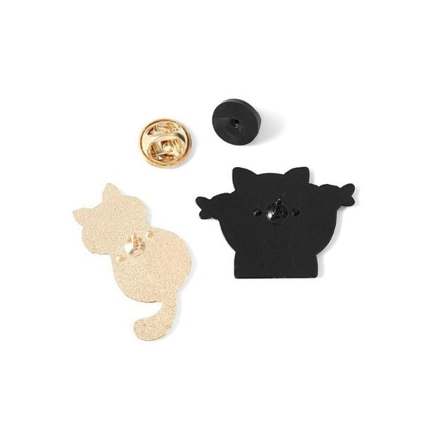 black & white Cats Enamel Pins cute cat pins