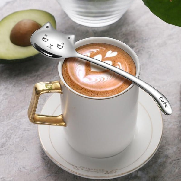 Cat Face Coffee Spoon  Cute Cat Design Smile Cat Coffee Spoon