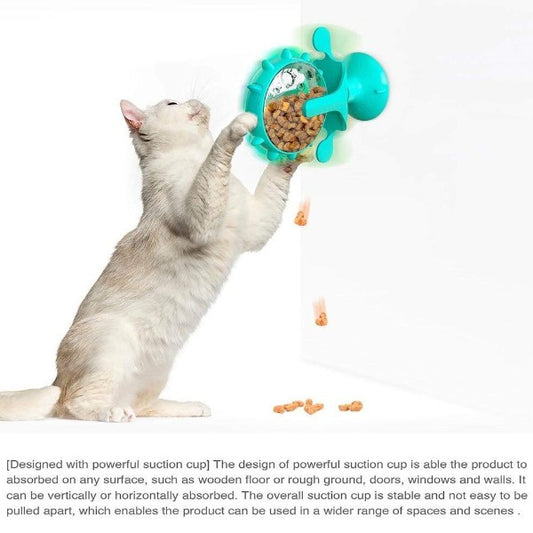 rotating wheel cat treat dispenser toy