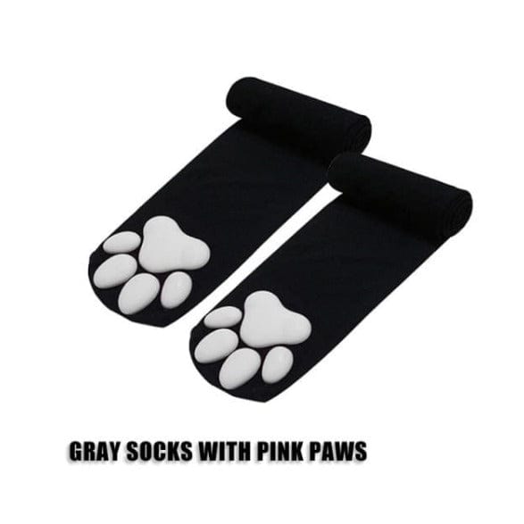 Cat Thigh High Socks Black
