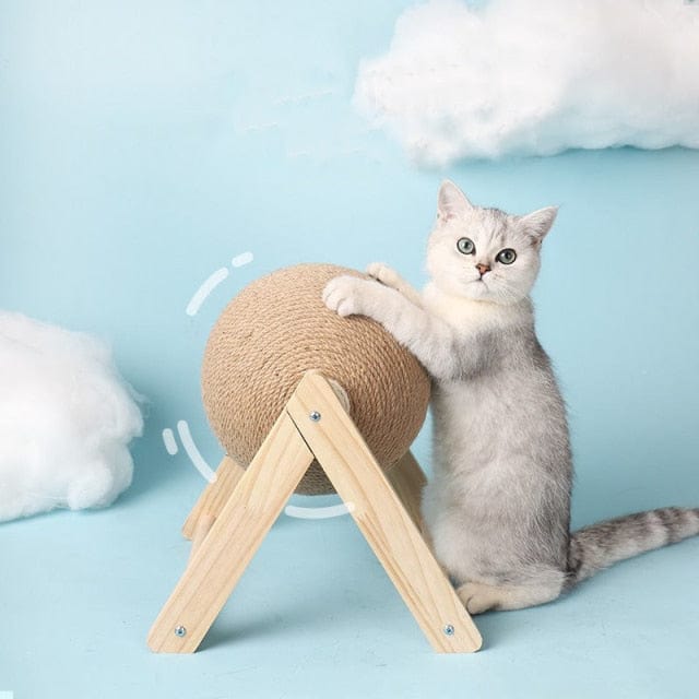 Wear-resistant cat scratcher with rope ball