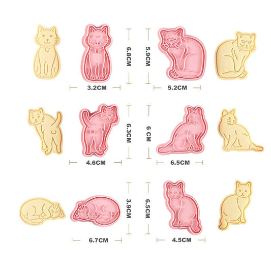 Cat-shaped biscuit mold set 6Pcs/set DIY Cat Biscuit Mold