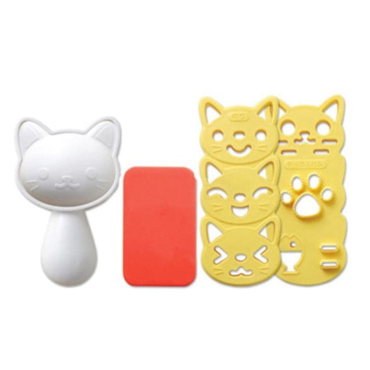 Premium cat sushi mold set - Make sushi in playful cat designs - Set of 3 sushi nori mold tool