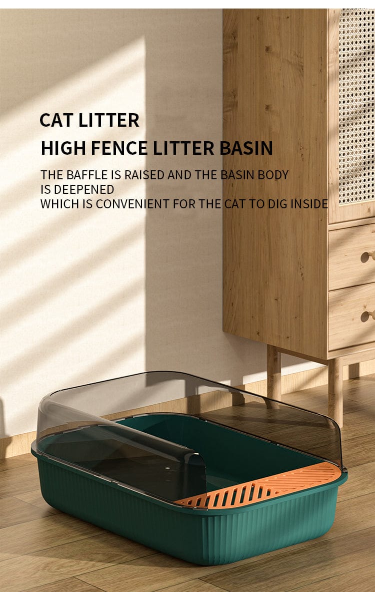 Colorful semi-closed litter box with litter guard cat sandbox litter box
