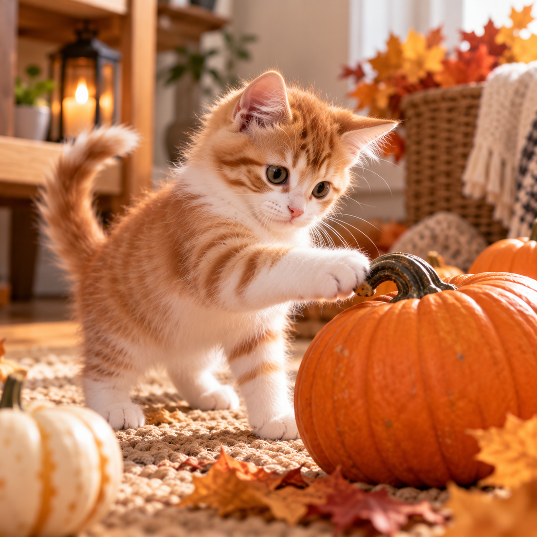 can cats play with pumpkins, are pumpkins toxic to cats, cats and pumpkins, Halloween pumpkins and cats, pumpkin safety for cats