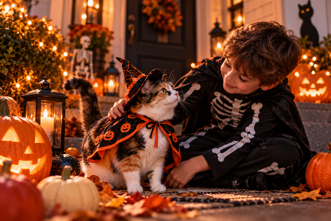 Halloween cat safety, Halloween dangers for cats, cats and trick-or-treaters, Halloween night cat safety tips, black cat Halloween safety, Halloween candy toxic to cats