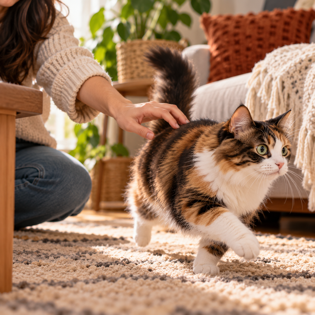 cat runs away when petted, cat suddenly leaves while petting, cat overstimulation signs, cat doesn't like being petted, cat petting aggression, why cats stop enjoying pets