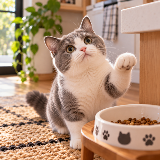 why does my cat beg for food right after eating, cat still hungry after eating, cat always begging for food, cat begging after meal, cat constantly asking for food, why is my cat never full
