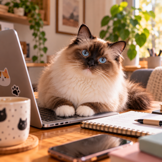 why does my cat sit on whatever I'm using, why does my cat sit on my laptop, cat sits on my keyboard, why cats sit on books, cat always sits on my stuff, cat interrupts me for attention