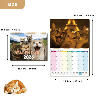 Cat-themed calendar with dimensions displayed
