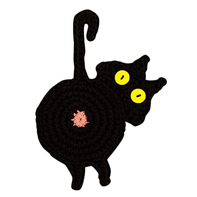 Black Cat Paw Coaster – Cute Knitted Design