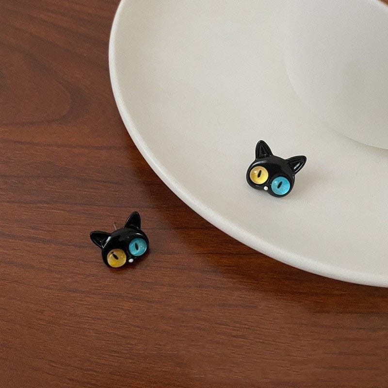Black Cat Stud Earrings Cute Everyday Jewelry