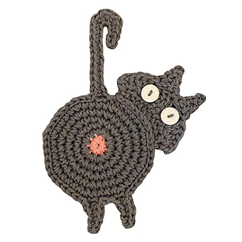 Brown Cat Paw Coaster – Handmade Crochet Style