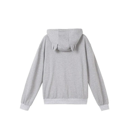 Casual cotton hoodie with cat mesh pouch

