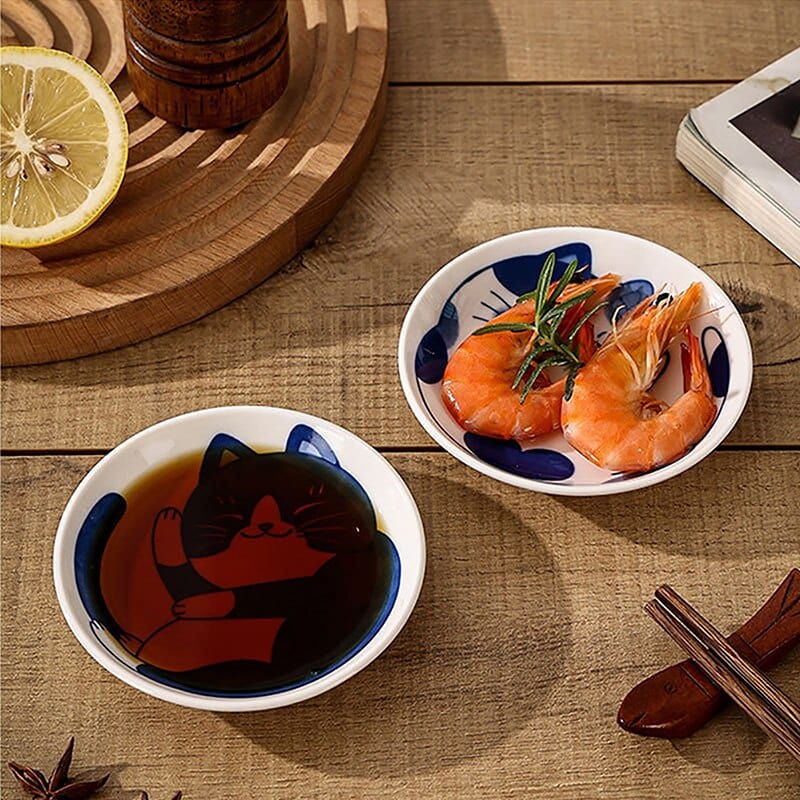 Cat-Themed Mini Plates – Appetizer & Dip Presentation