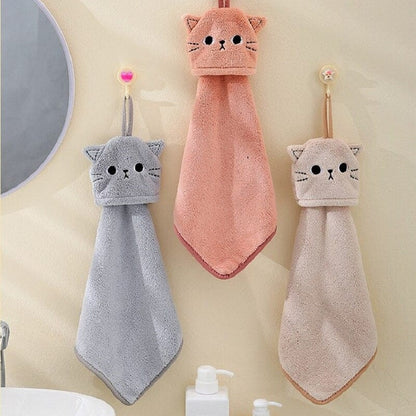Cat-themed hand towel with adorable feline features
