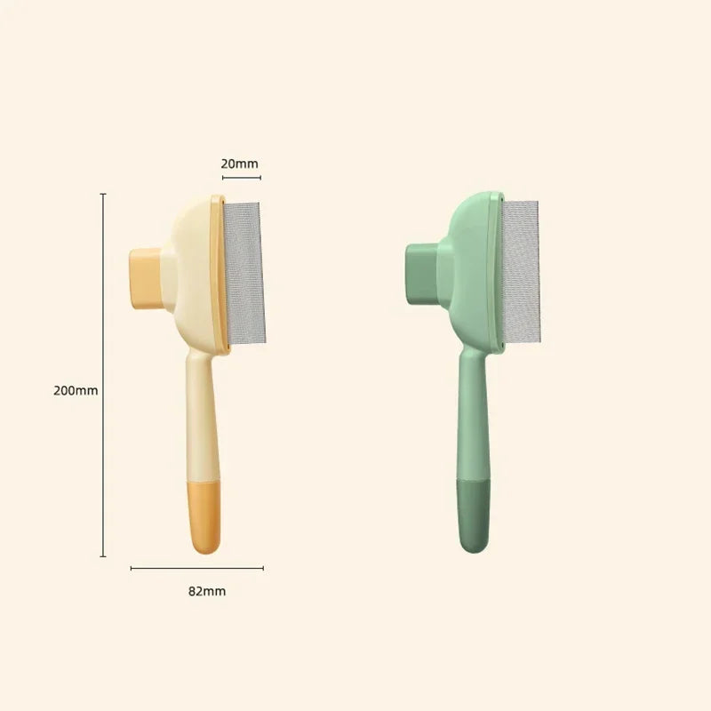 Two grooming brushes with measurements on a white background