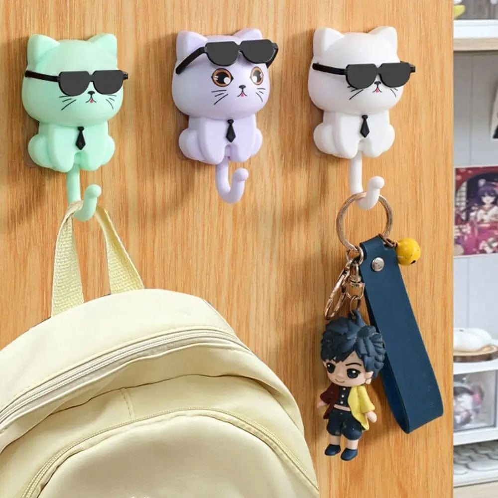 Cat Hooks Holding Hat and Keys