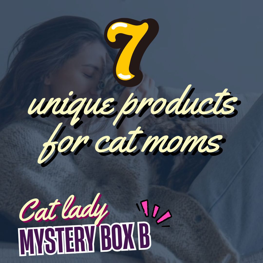 Cat Lady Mystery Box with 7 unique gifts for cat moms and cat lovers