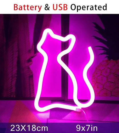 Cat-themed LED neon lamp set