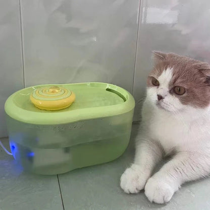 Cat Relaxing Next to Silent Auto Water Fountain