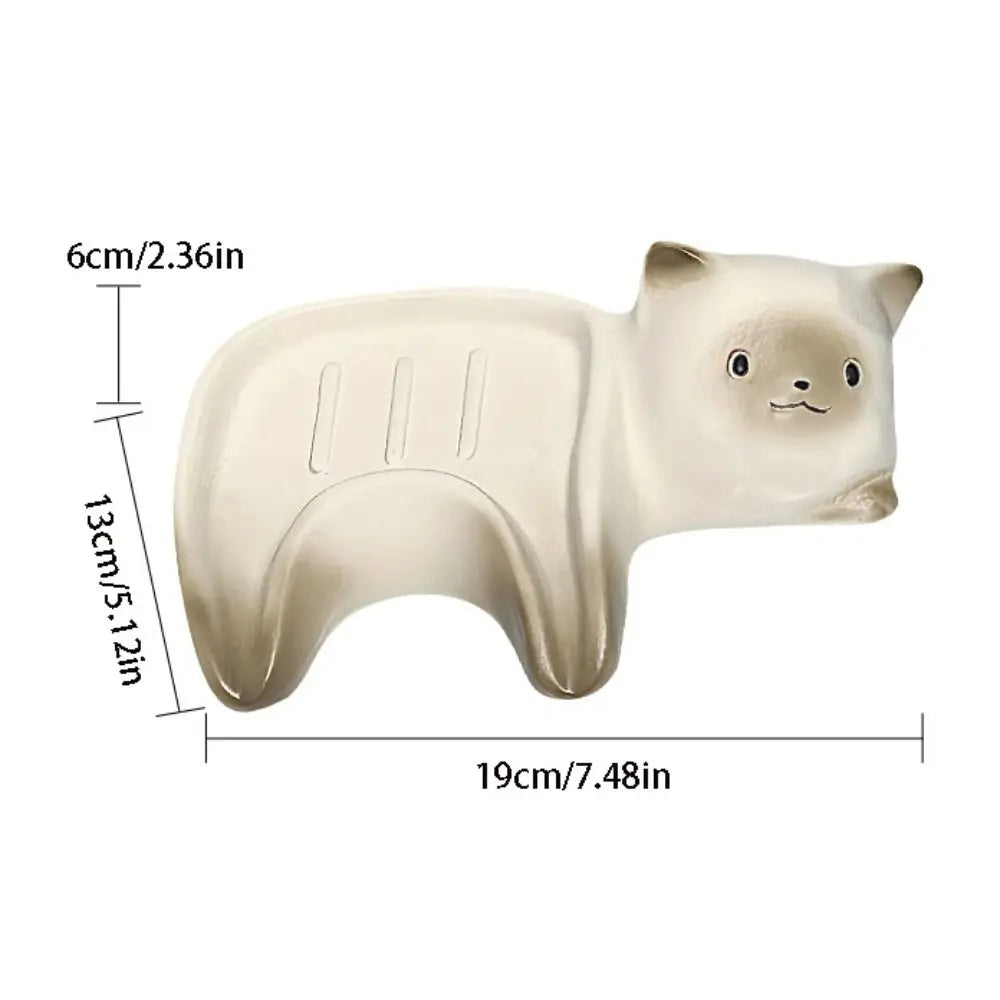 Measurement chart of a cat-shaped product with dimensions labeled.