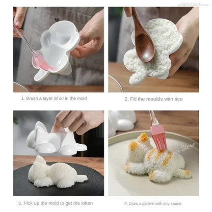 Cat Sushi Mold Close-Up – Flexible Food Shaper