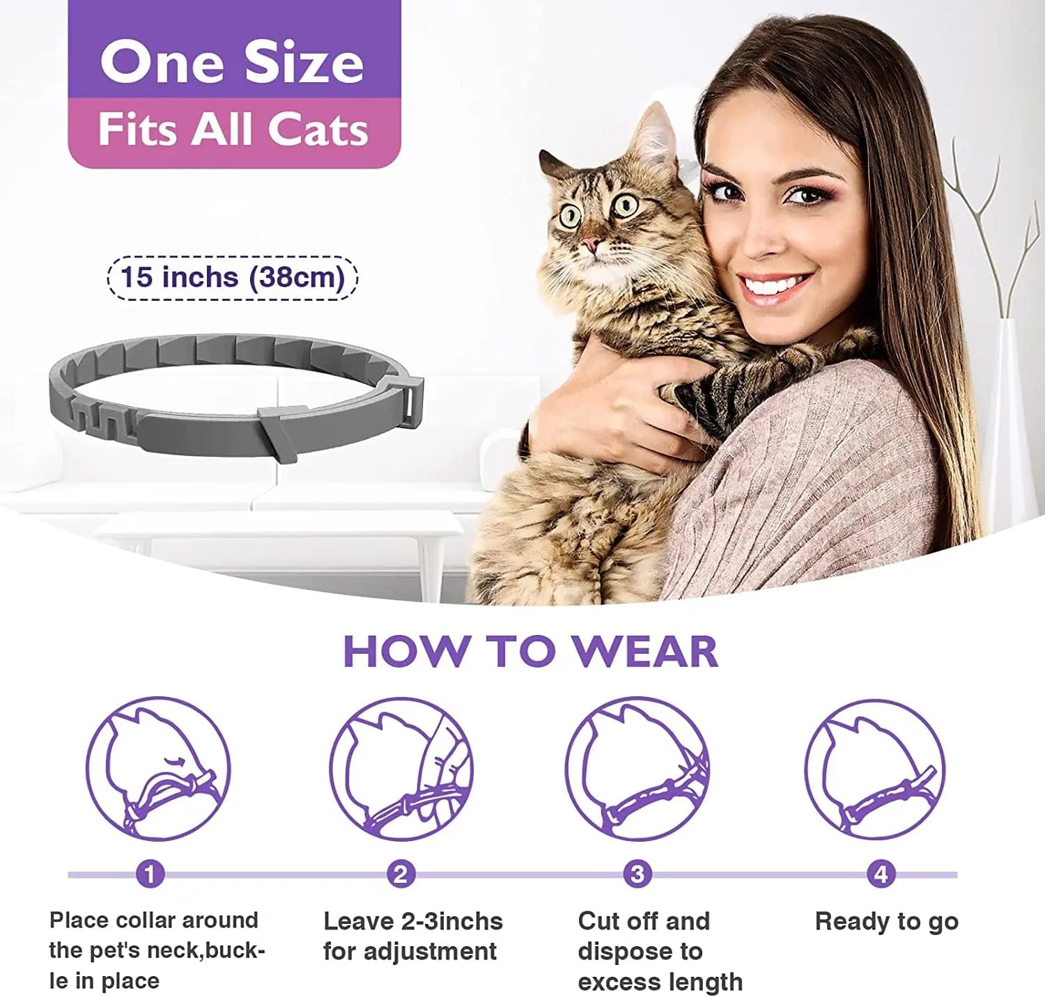 Cat calming collars for travel and vet visits 4 pack