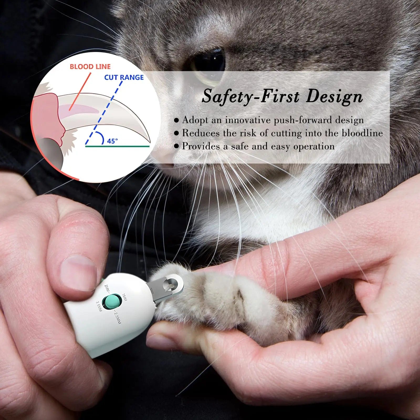 Cat nail clippers with built-in nail file for grooming