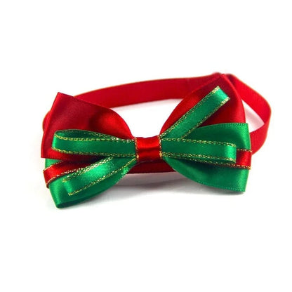 Classic Red and Green Satin Bow Tie