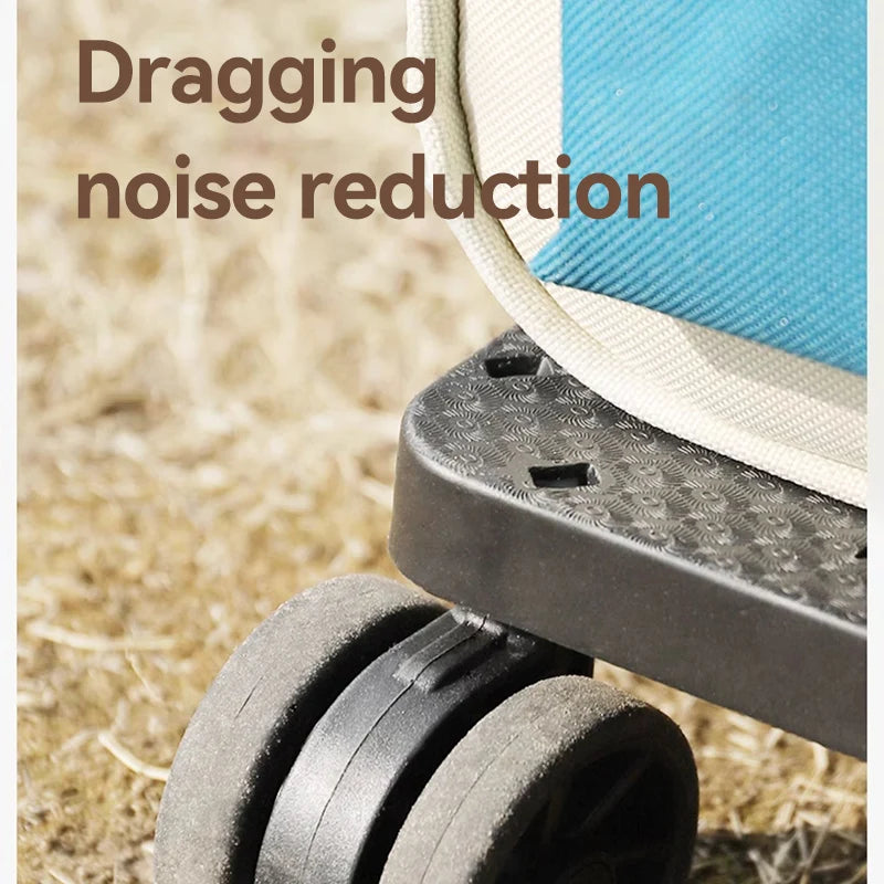 Close-up of a wheel with 'Dragging noise reduction' text on a blurred natural background
