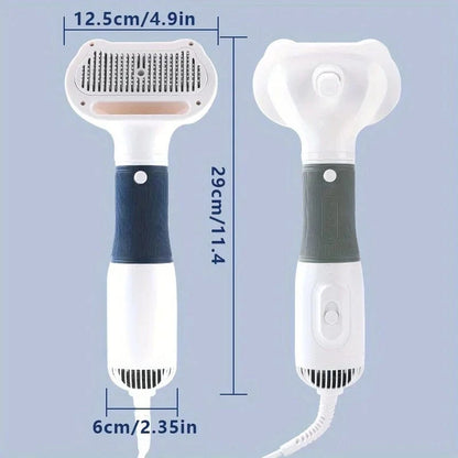 Compact pet hair dryer with adjustable heat settings

