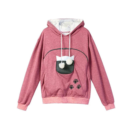 Cozy cat carrier hoodie with mesh pocket

