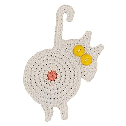 Cream Cat Paw Coaster – Soft Wool Handmade Look