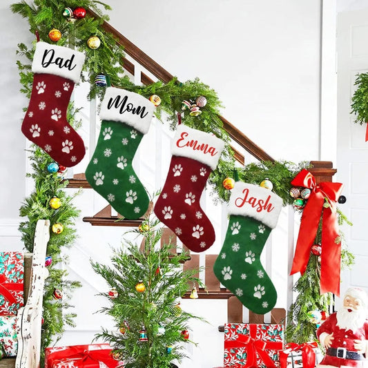 Custom Paw Print Christmas Stocking