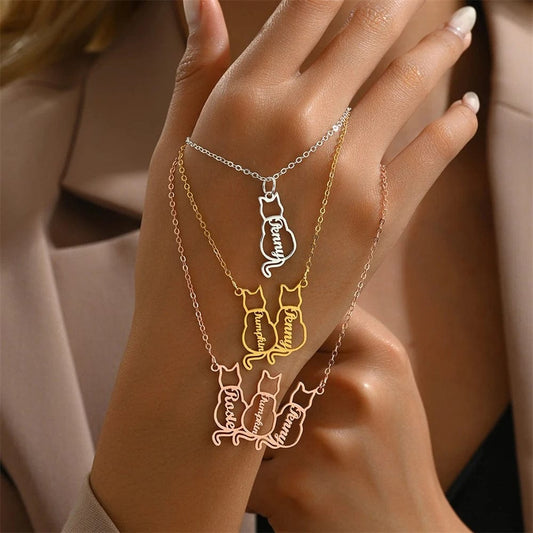 Custom necklace with up to four cat names