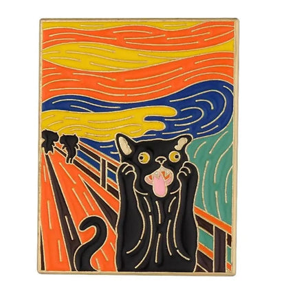 Customizable Oil Painting Cat Enamel Pins for Personalized Fashion