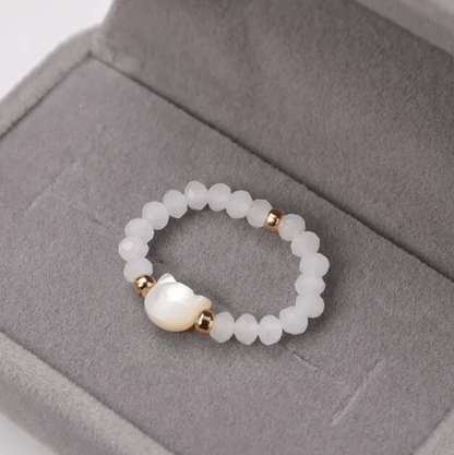 Cute Cat Face Beaded Ring – Close-Up Detail