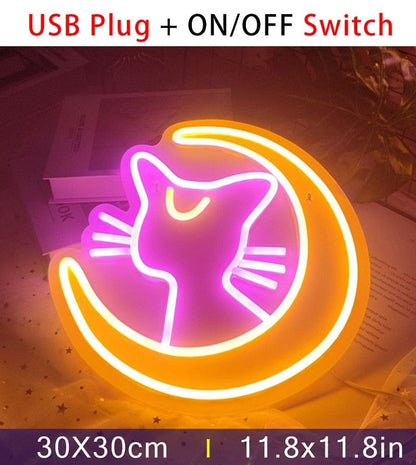 Cat lover's LED neon lamp assortment