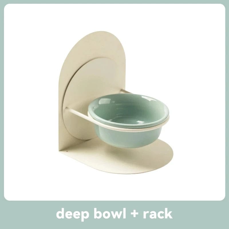 Deep Cat Bowl with Stand – Beige