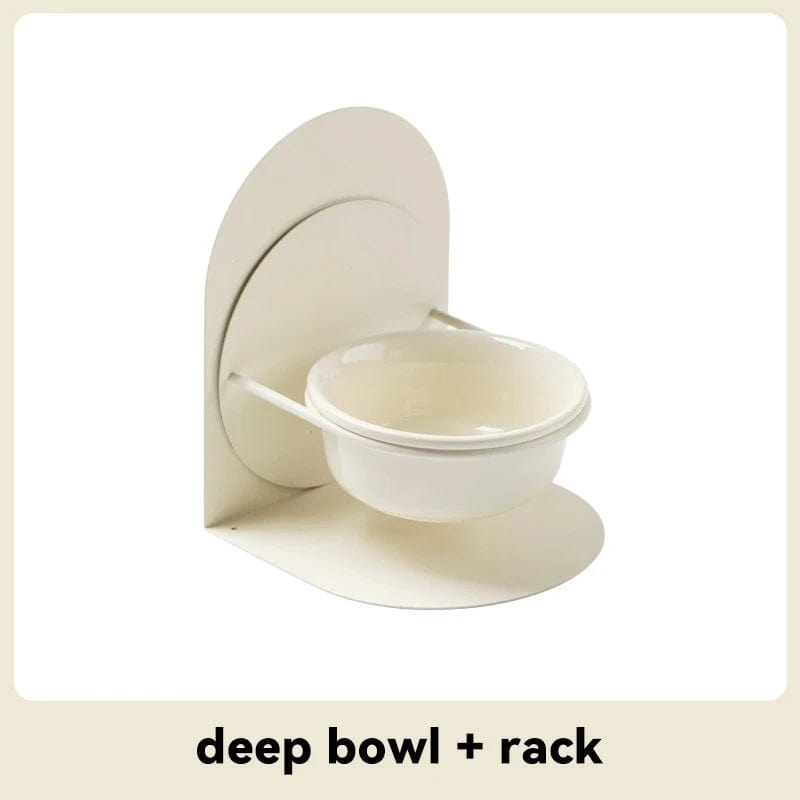Deep Cat Bowl with Stand – Cream