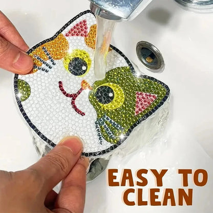 Durable Diamond Cat Coasters for Furniture Protection