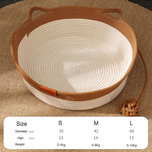 Cat bed with hand-woven cooling technology